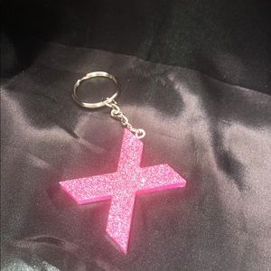 Handmade Pink “X” resin keychain